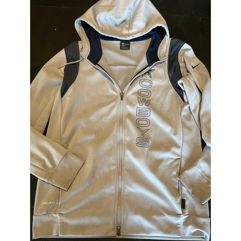 Nike NFL Dallas Cowboys Dri-FIT Full Zip‎ Hoodie Jacket Mens Large Light Gray